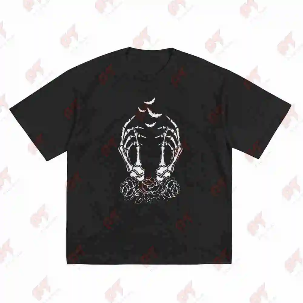 Punk Skeleton Fingers Female Short Sleeve Tee 100% Cotton T-Shirt
