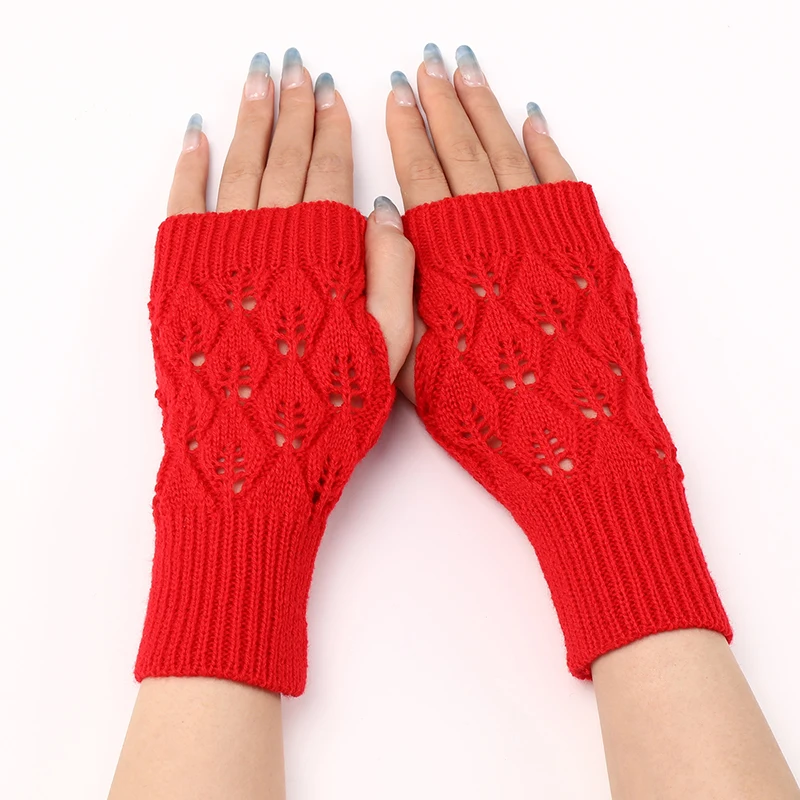 Gants demi-doigt en laine pour femmes, nouvelle collection automne hiver, sans doigts, écran tactile, couleur unie, tricoté, bracelet, gant, mitaine, mode, T97