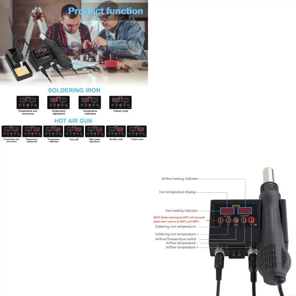 

Паяльная станция D08D Набор для пайки и распайки с функцией термофена