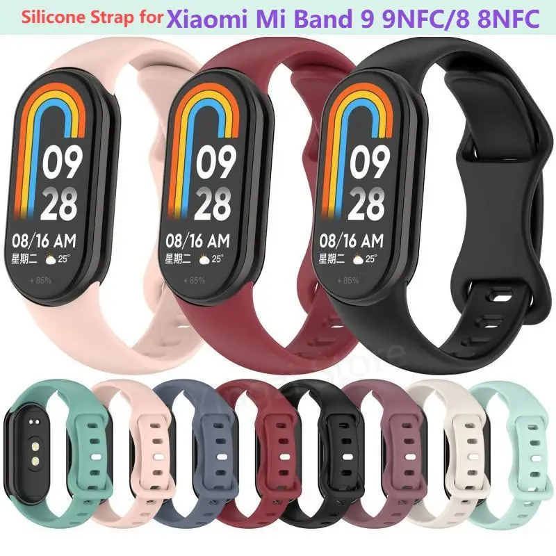 Silicone New Strap for Xiaomi Mi Band 9 8 Smart Watch Wristband Figure 8 Bracelet Wrist Band Watch 8 9 NFC Loop Case Accessories