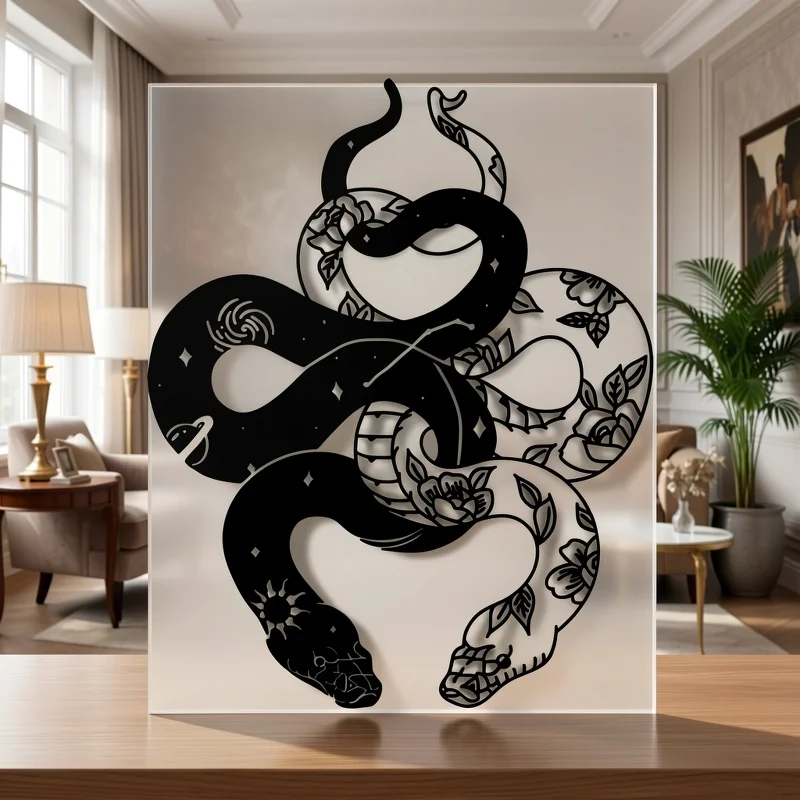 2D Flat Print, Stylish Two-Headed Snake Acrylic Wall Art - Acrylic Design, Suitable for Interior Decoration, Modern and Classical Wall Hangings, Perfect for Decorating Living Rooms or Offices view 2