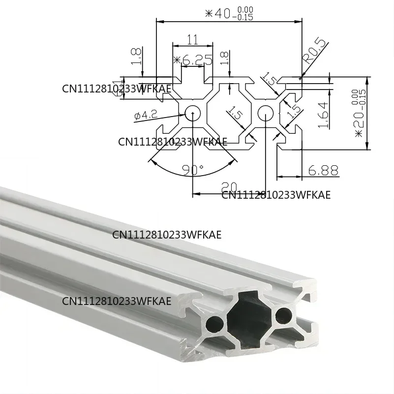 2Pcs 2040 V-Slot Aluminum Extrusion Profiles 100-550mm EU Standard Aluminum Linear Rail Guide for CNC Router Machine 3D Printer