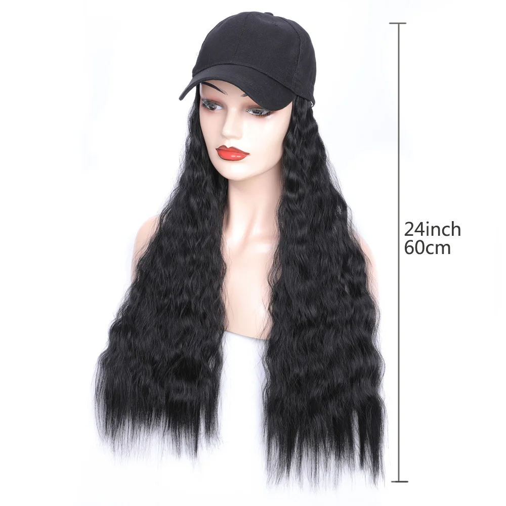 Jeedou Baseball Cap Wig Instant Wavy Curly Hair Synthetic Wigs for Women Ladies Daily Sports Travel Casual Use