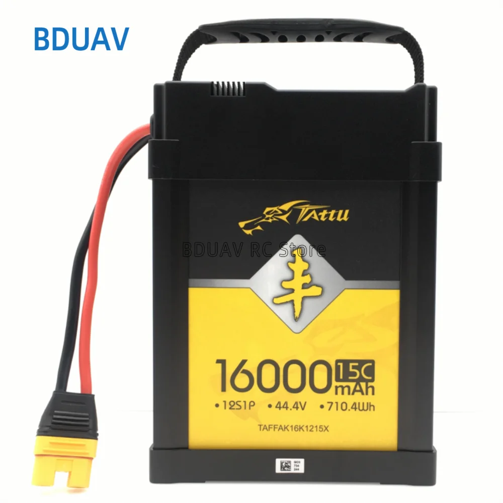 TATTU 44.4V 16000mAh 15C 12S 710.4 Wh Lithium Polymer Rechargeable Battery lipo battery for EFT   DIY RC Drone UAV model