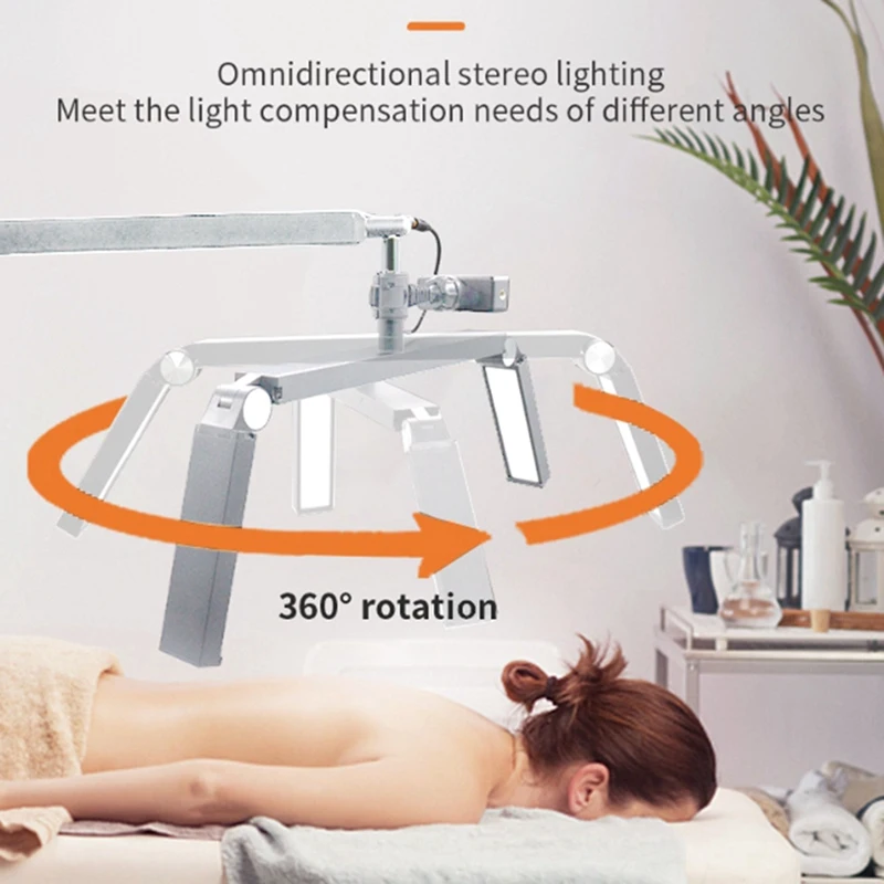 Lámpara de pestañas profesional de 30W, luz de media luna plegable de 26 pulgadas con abrazadera de escritorio y Control remoto, enchufe europeo