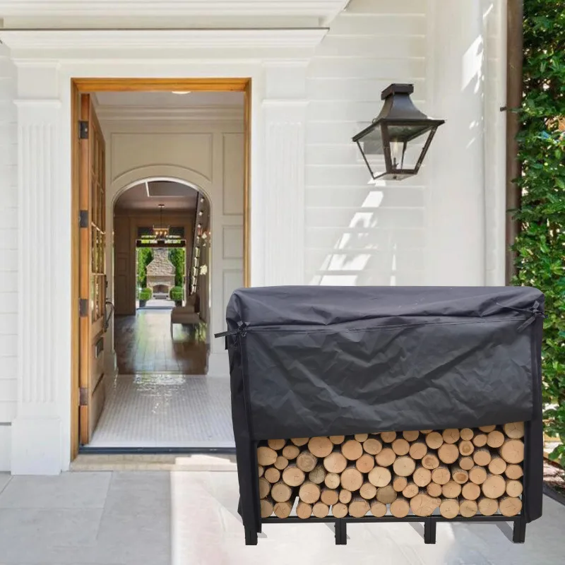 ชั้นวางฟืนขนาด 4.1 ฟุต ทำจากโลหะ วางซ้อนกันได้ จัดหมวดหมู่ได้ สีดำด้าน สำหรับเตาผิงทั้งภายนอกและภายใน สีดำ