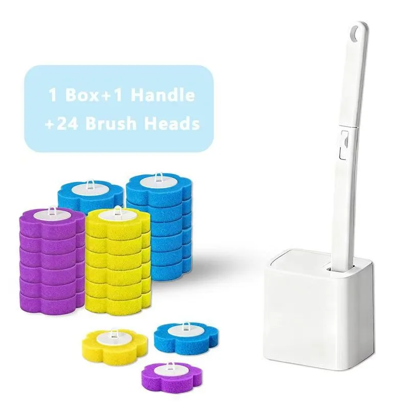 

Disposable toilet brush set with 24 refills, wall-mounted washers for toilet sinks, bathtub drains, bathroom cleaning kits