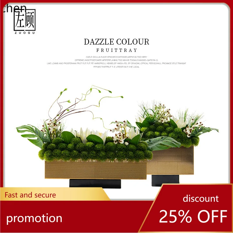 

YFY New Chinese Style Light Luxury Artificial Floral Art High-end Green Plant Display Hotel Sales Office Front Desk Decoration