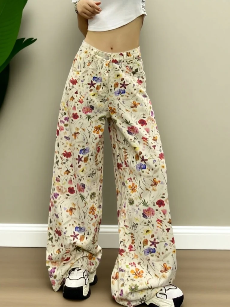 

Spring Season High Waist Straight Leg Jeans Casual Sle Multi-ket Water-Waed Fabric Adult Women's Loose Fit Faionable...