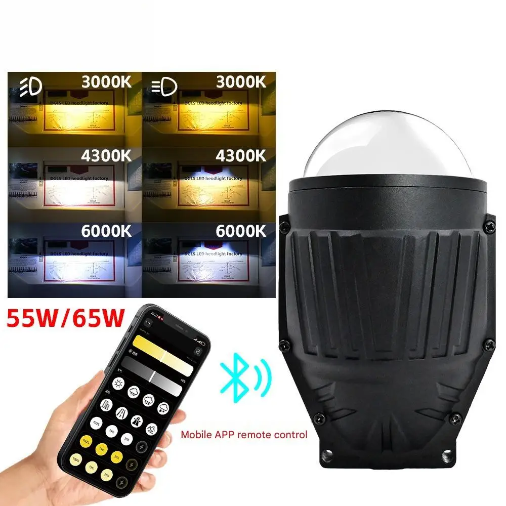 3 Inch APP Remote Control Tri Color LED Fog Light with Halo Waterproof Super Bright Universal Car LED Projector Fog Lamp Refit