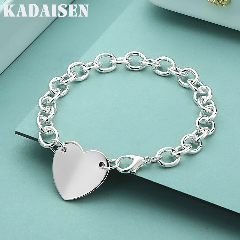 

925 Sterling Silver Heart Brand Pendant Bracelet For Women Wedding Engagement Party Fashion Jewelry