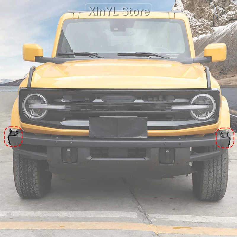 Car Front Bumper Corner Extension Mount Bracket For Ford Bronco 2021 up Black Auto Exterior Accessories