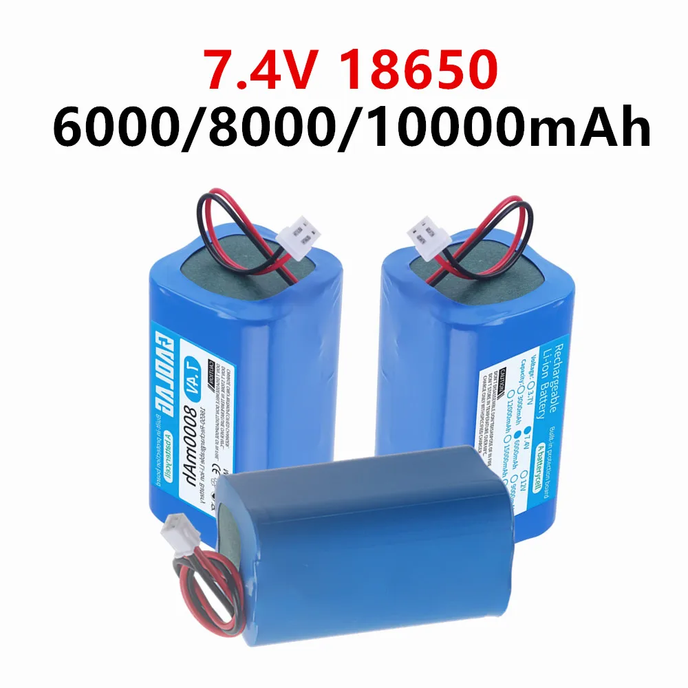 Lithium Battery 7.4v 18650 with XH2.54-2P Plug 6000mah 8000mah 10000mah Rechargeable battery pack megaphone speaker and so on