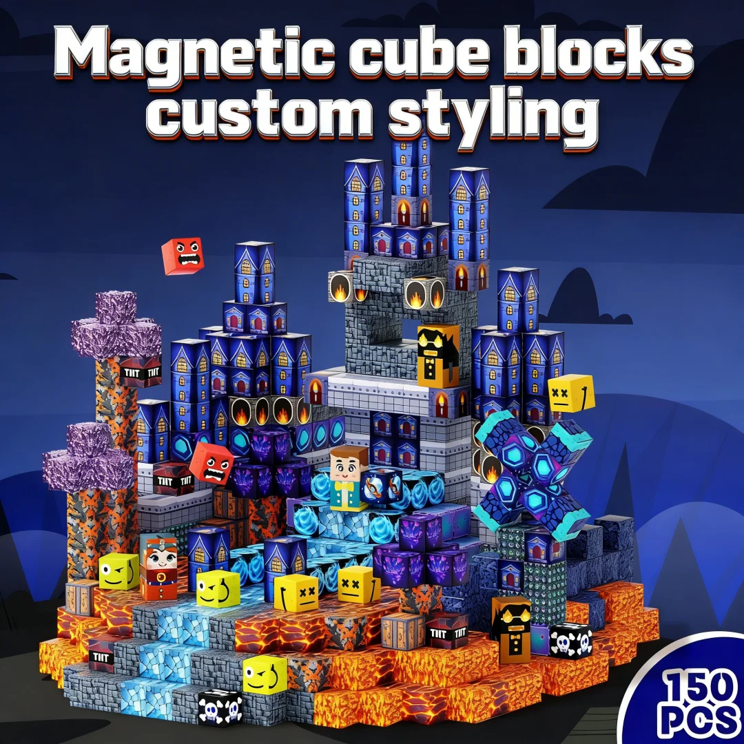 자석 타일 150개, 몬테소리 STEM 장난감, 창의적 & 감각적 놀이를 위한 블록, 어린이를 위한 교육용 생일 선물.