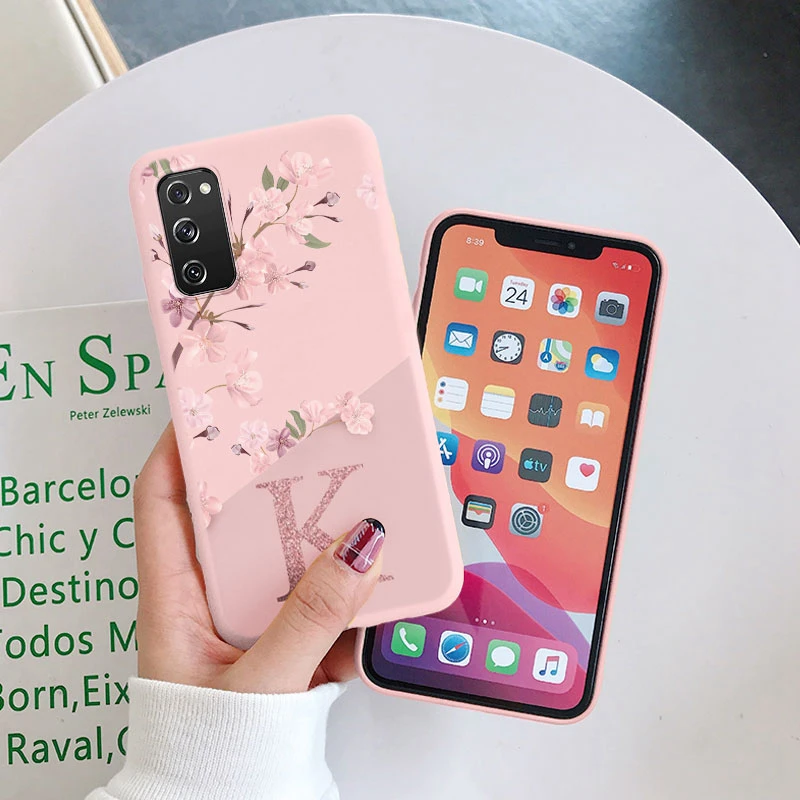 For Samsung Galaxy S25 Plus Ultra Phone Cases Cover Pink Letters Cute Flowers Pattern Soft Silicone Shell Bags Back TPU Fundas