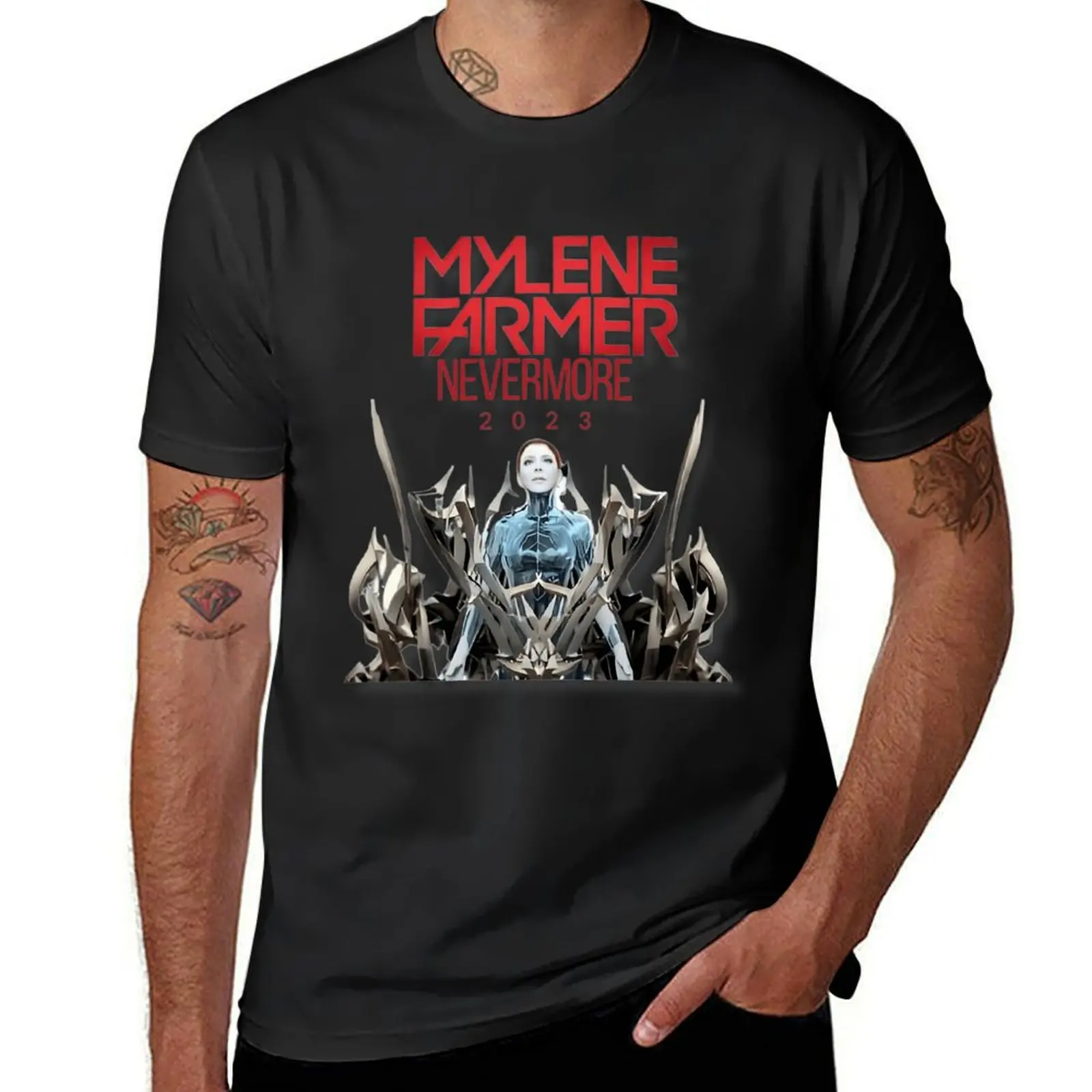 Mylene Farmer (Jeanne Gautier), mylene Farmer nevermore 2023 t-shirt abbigliamento vintage ragazzi animal print abbigliamento uomo