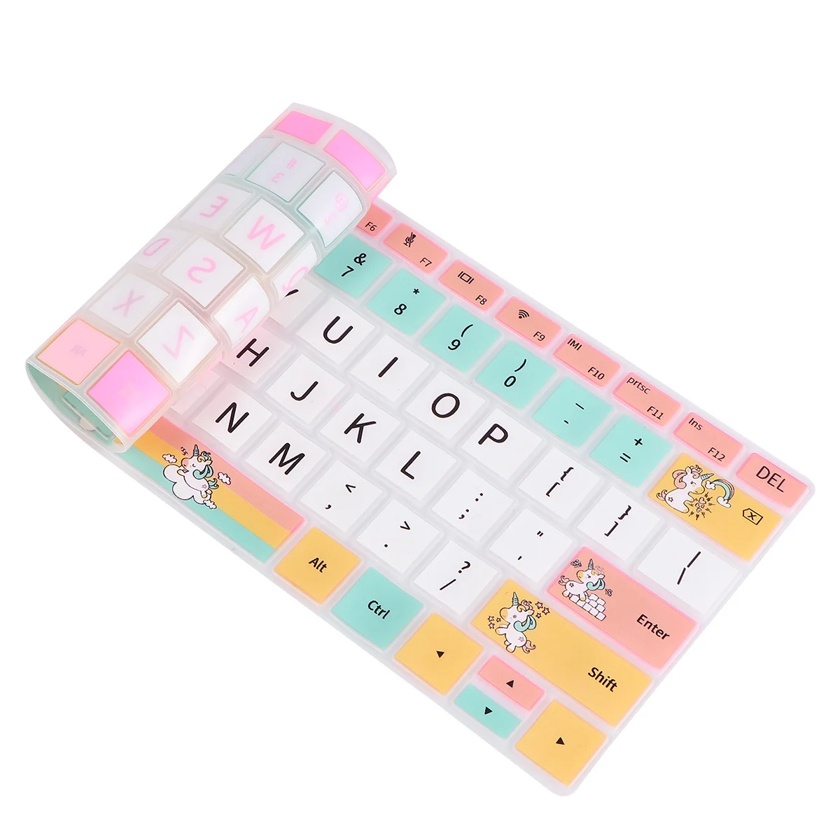 Penutup Keyboard Laptop Silikon Film Pelindung Cetak Unicorn Warna-warni Membran Keyboard Komputer Laptop yang Kompatibel
