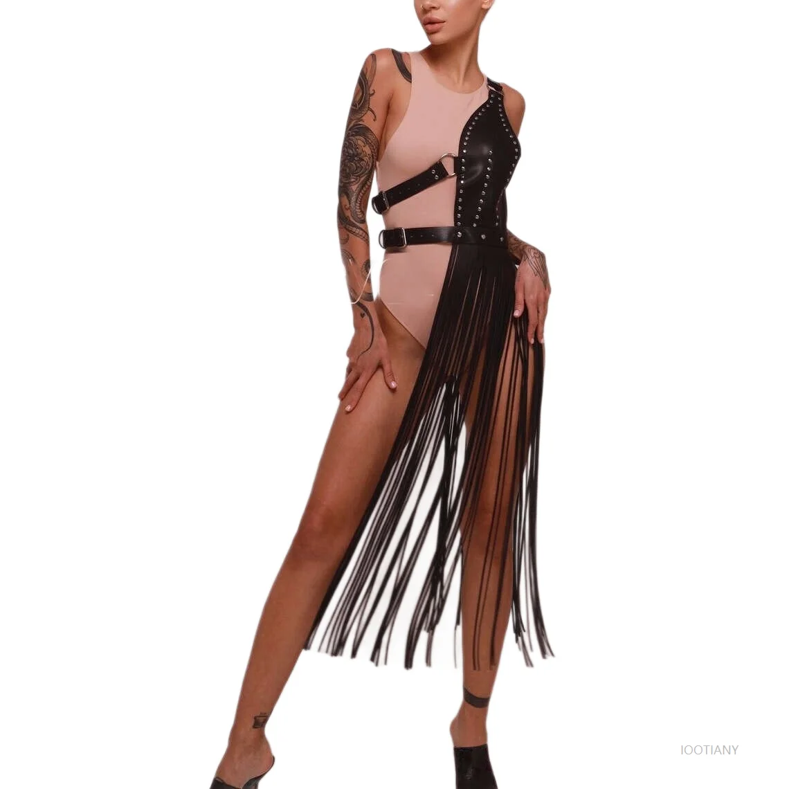 Fashion Corset Leather Lingerie Women Cosplay Tight Skirt Belt Bondage Tassel Lingerie Fetish Costume Women Gothic Punk Clothing