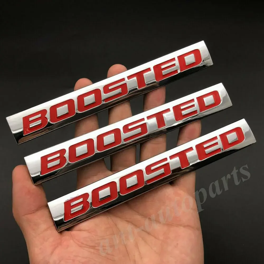 3pcs Metal Chrome BOOSTED Car Trunk Emblem Badge Decals Sticker Turbo Engine