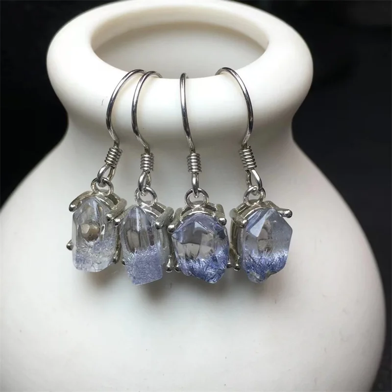 S925 Natural Dumortierite Eardrop For Women Healing Colorful Jewelry Exquisite For Luxury Quality Girls Gift 1pair