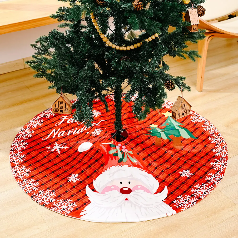 

Christmas Tree Skirt, Santa Claus, Snowflake Plaid, Festive Atmosphere Decoration, New, 118cm