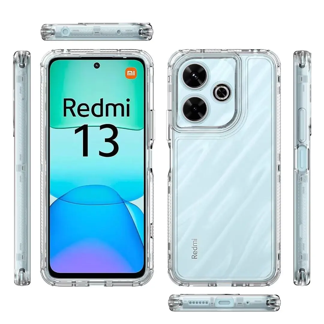 Transparent Cell Phone Case 3 in 1 For Xiaomi Redmi 13 4G /Note12pro 4G / Redmi 10C Drop-Proof Shock-Proof Effective Protection