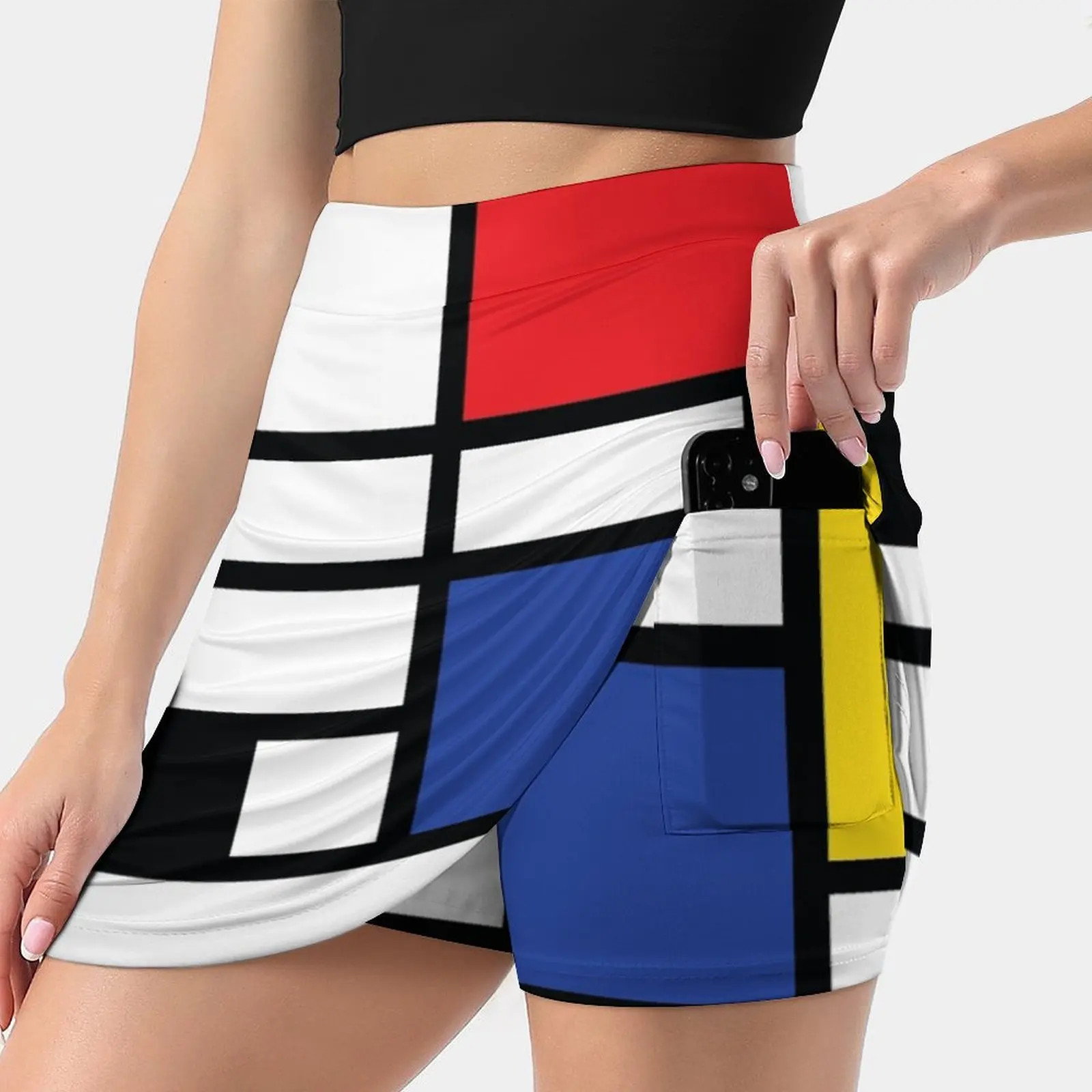 

De Stijl #1 New Women Skirts Double-Layer Printed Short Dress Mini Sport Skirt De Stijl Dutch Style Mondrian Piet Mondrian