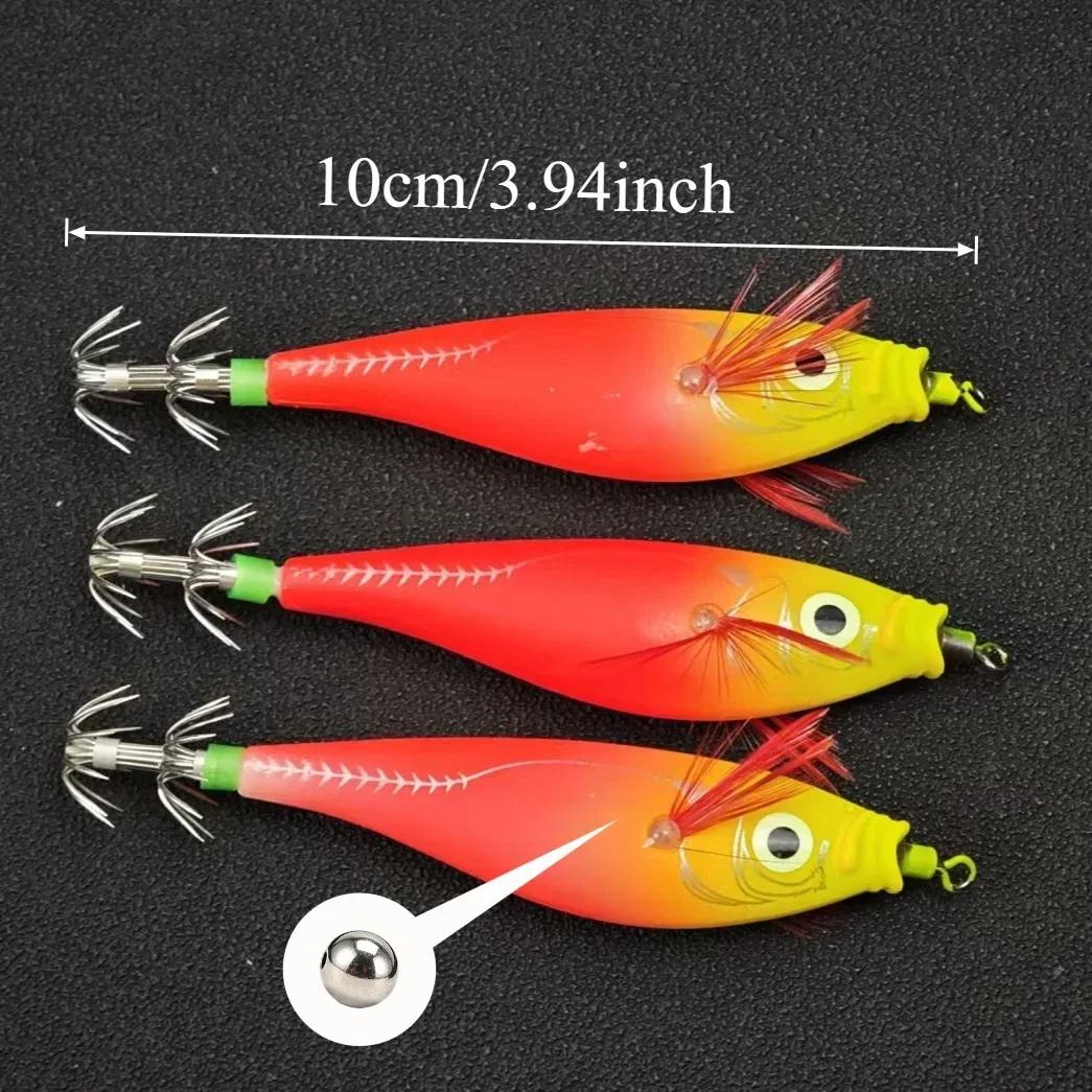 Leuchtender Tintenfisch-Jig 19 Stück 10cm Haken Salzwasser Leuchtende Garnelen-Angelköder Tintenfisch-Angelzubehör Garnelen-Köder – Detail 1