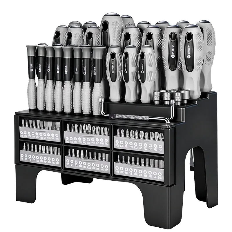 

Портативный набор отверток для дома из 100 предметов, универсальный многофункциональный ремонтный инструмент с закаленными вставками