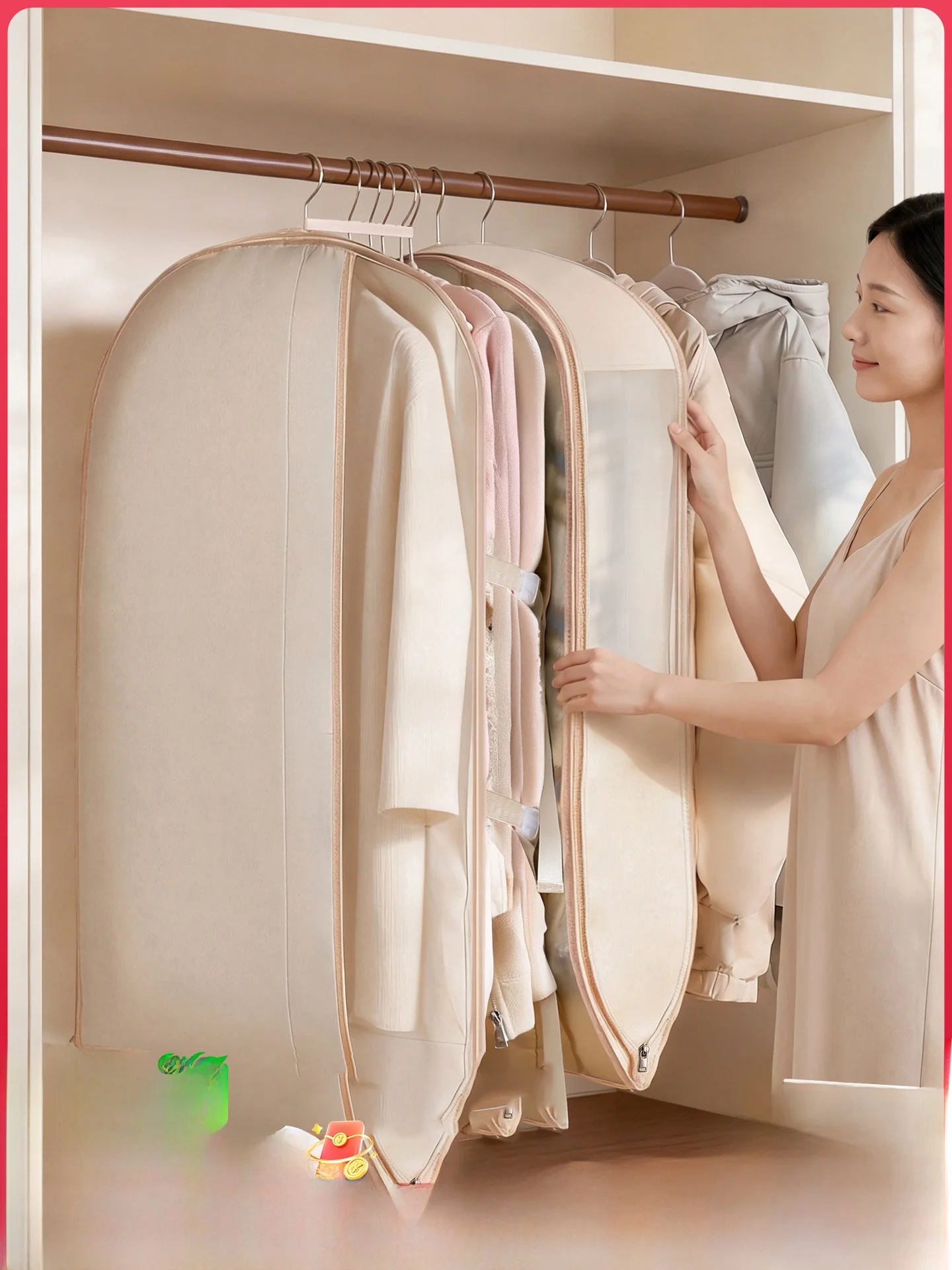 

Чехол для одежды в японском стиле, пылезащитный, однотонный, прозрачный, компактный, для хранения, подвесной, экономящий место, для чемодана