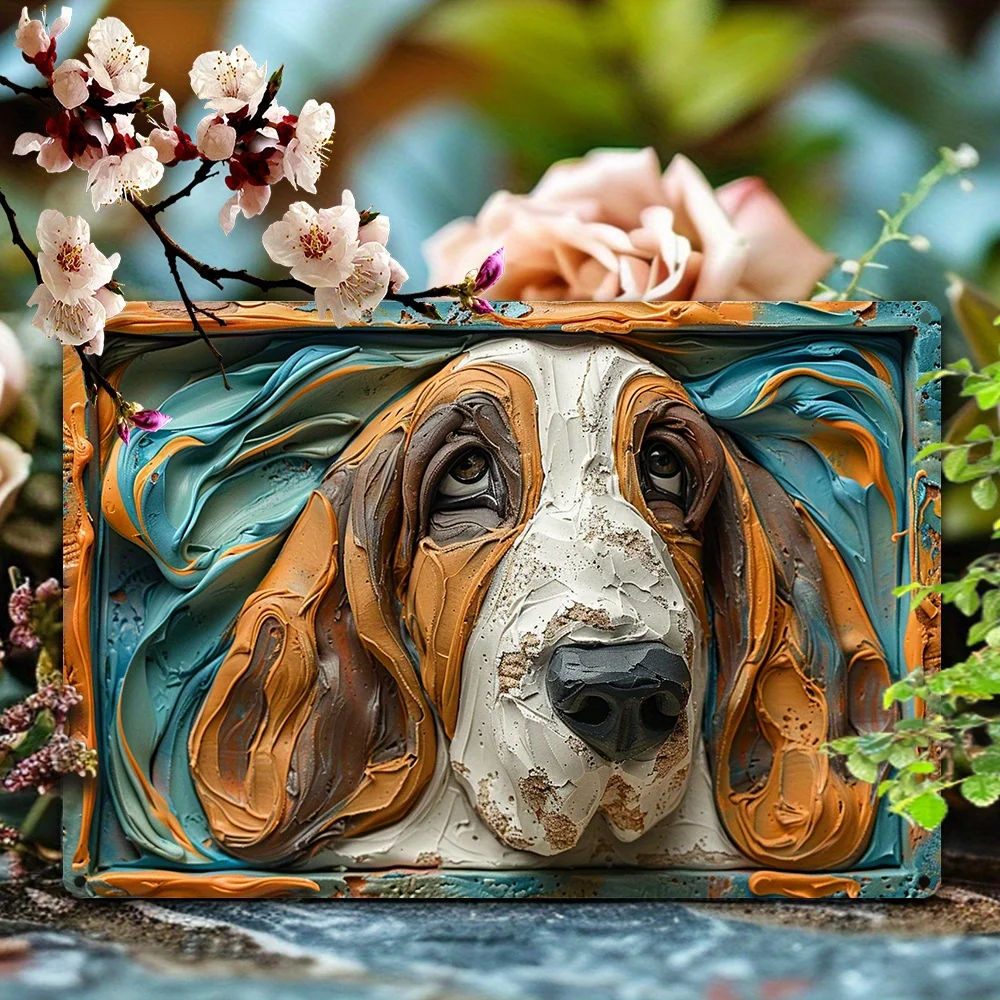 Basset Hound Aluminum Sign - Vintage Style Wall Art for Home, Garden, Gym Decor, Durable Metal Plaque, Mother's Day Gift Idea