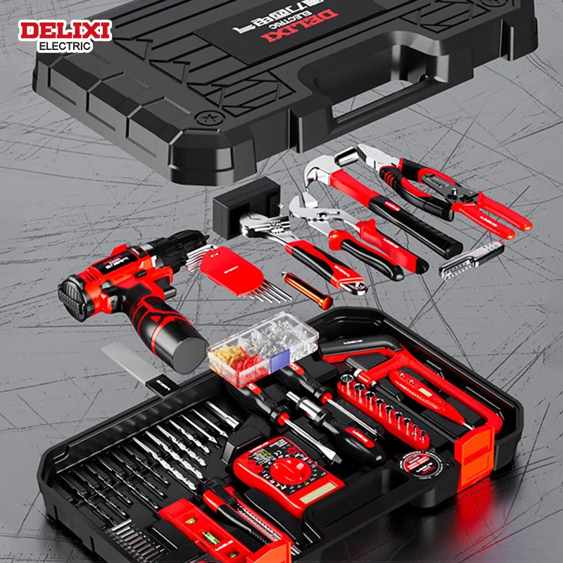 Electric multi-functional household tool set promotion, custom-made samples, pliers and hammers for hard box packaging