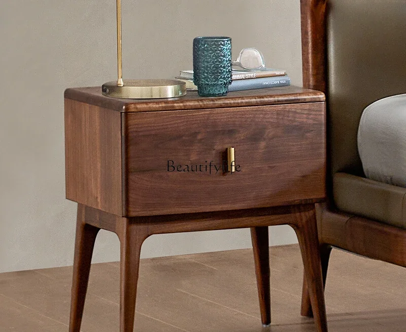 

American black walnut bedside table storage villa tooling model room furniture