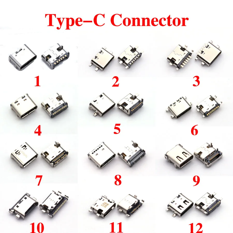 1 Piece Type C 6 12 24 Pin Socket Connector USB 3.1 Female For Huawei Samsung Lenovo Wileyfox PCB Design DIY High Current