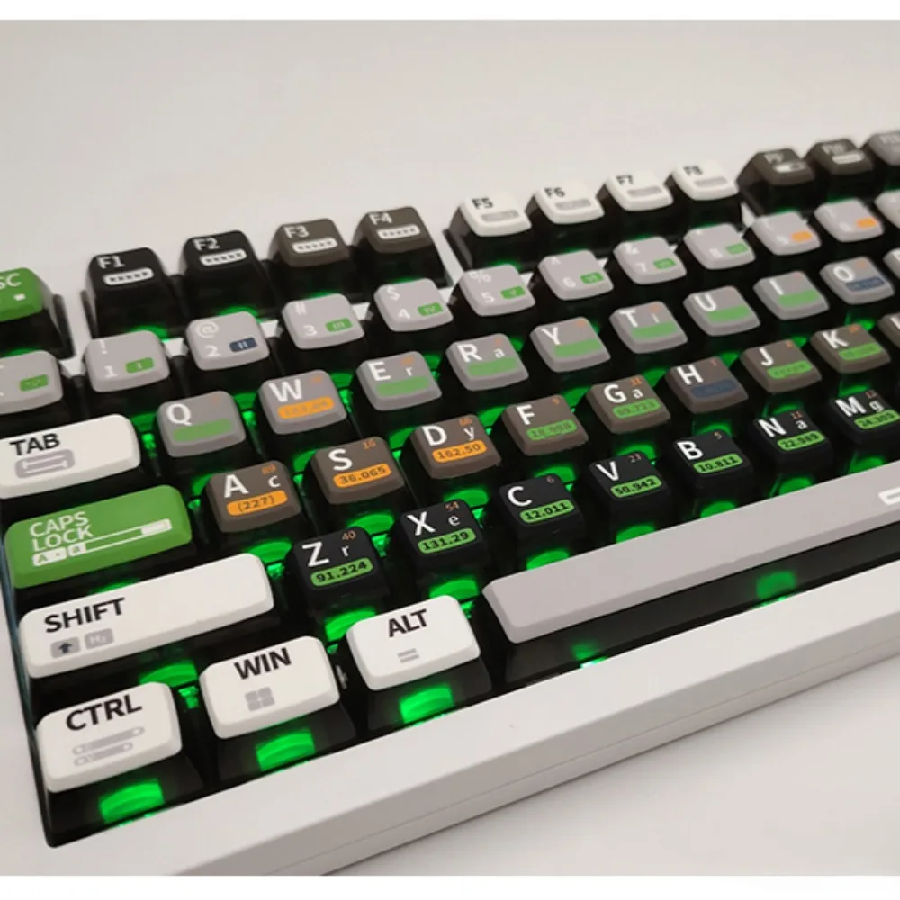 Chemical elements, keycaps 120 keys ASA height PBT + PC material heat sublimation, suitable for mechanical gaming keyboards