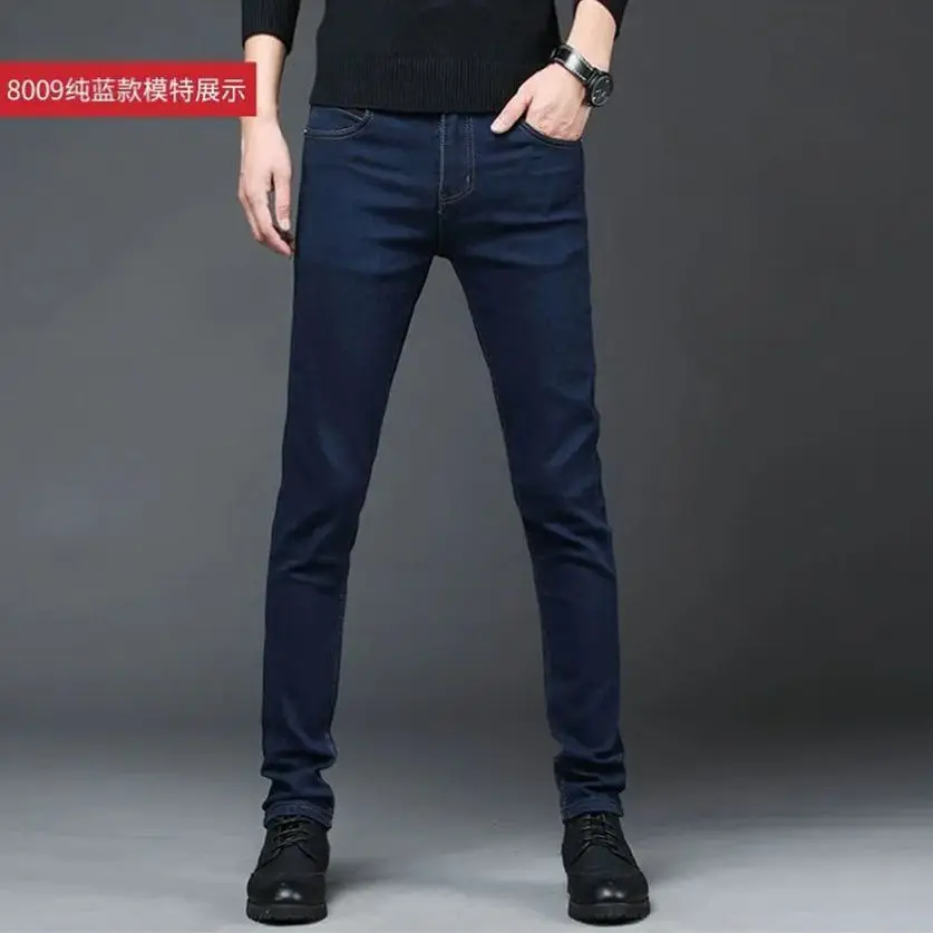 جينز رجالي كوري مغسول من الجينز ، سراويل غير رسمية ، قصة ضيقة ، أزياء فاخرة ، علامة تجارية لصديق الحبيب ، الربيع والخريف #4