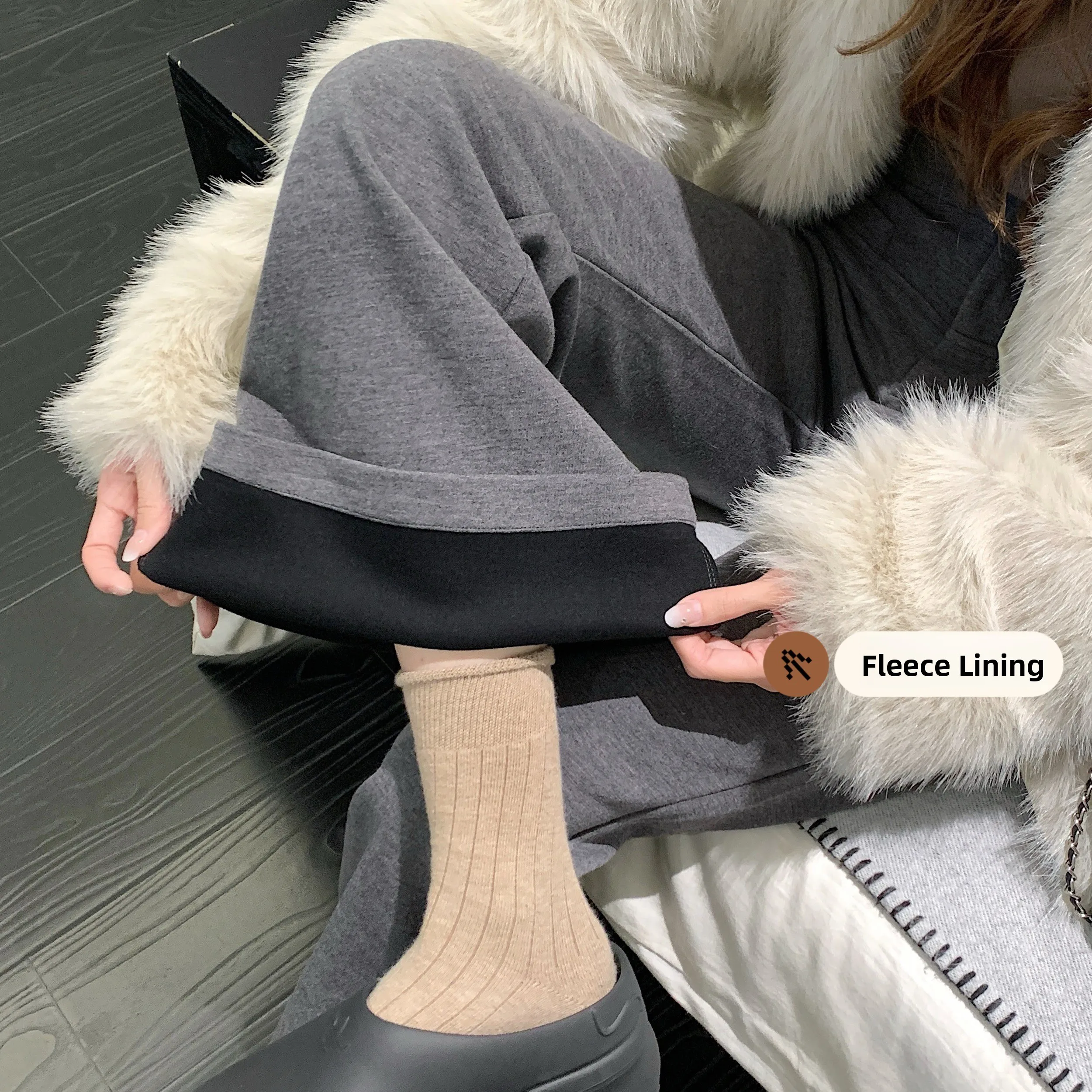 Pantaloni casual svasati a vita alta coreani alla moda da donna Autunno Inverno Nuovo arrivo Leggings lunghi dritti Lunghezza pavimento