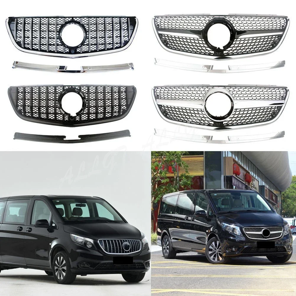 Car Front Racing Billet Bumper Grille Upper Facelift Grill For Mercedez-Benz W447 Metris/Vito  2020 2021 Diamond GT