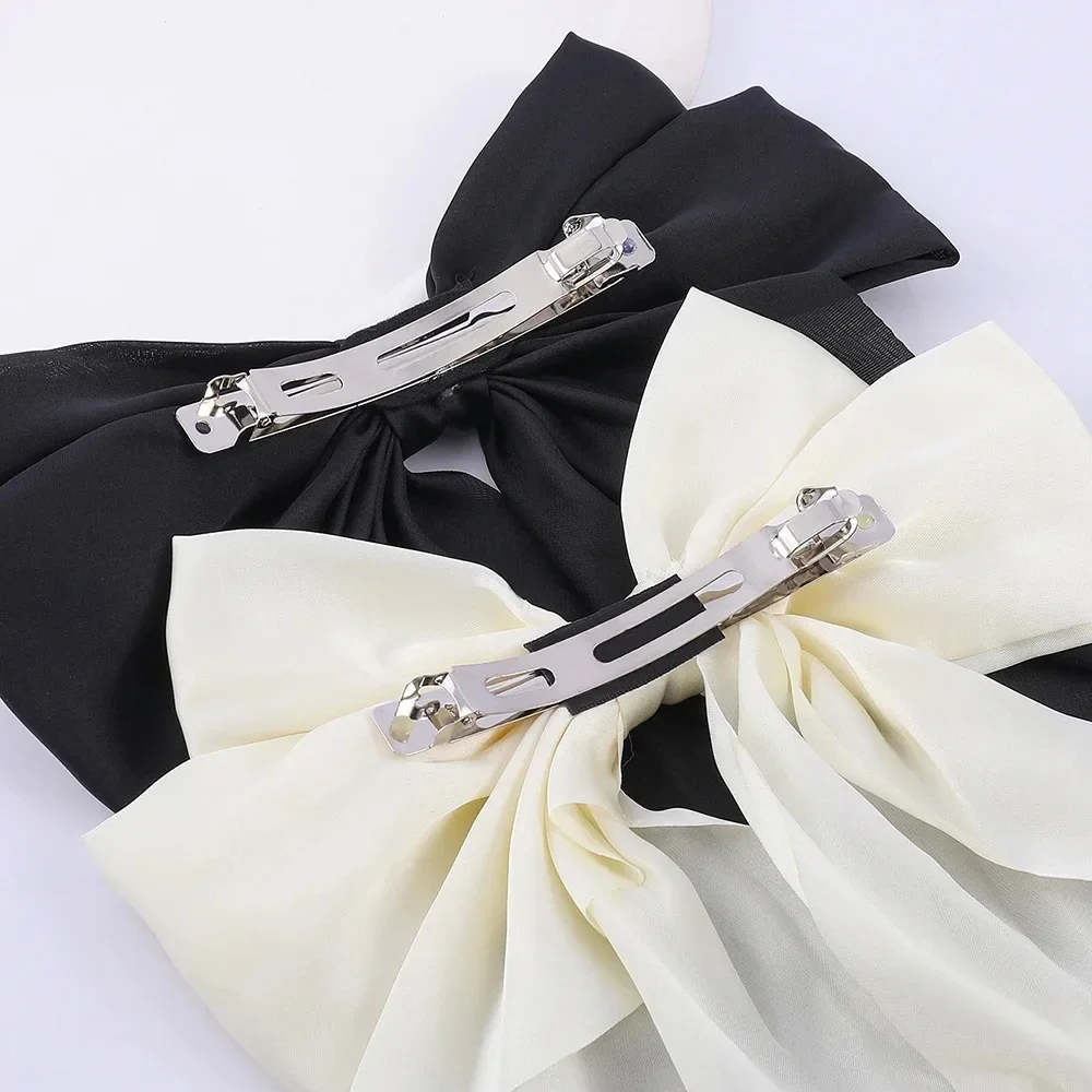 2024 Nowa elegancka kokardka wstążka spinka do włosów moda damska solidna kokardka satynowa spinka do włosów spinki do włosów dziewczyny kucyk klips akcesoria do włosów — zdjęcie 7