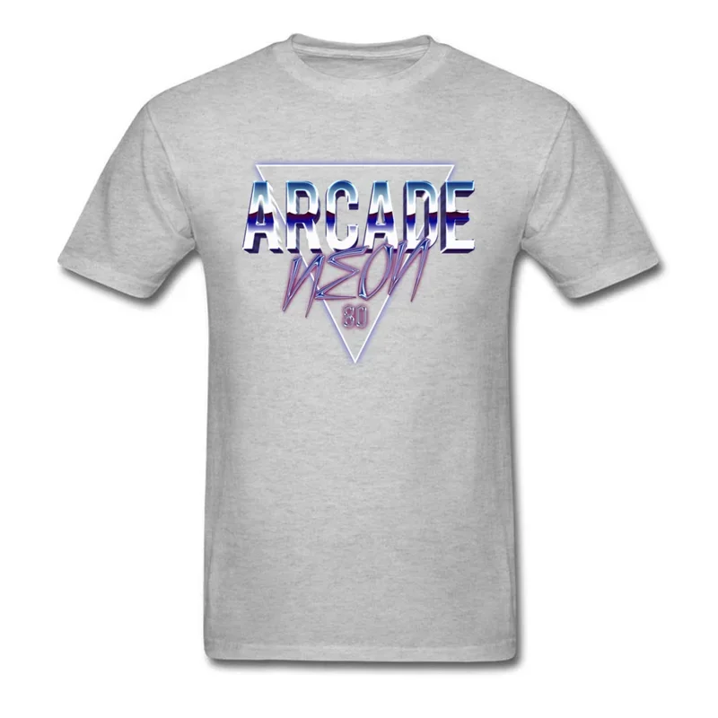 T-shirt Arcade Neon 80s pour Homme, Streetwear Noir, Lettres Imprimées, Économie Y-Hip Hop Personnalisés, 100% Coton