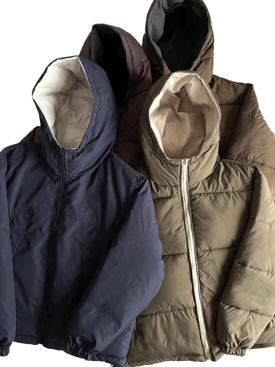 

Double-Sided Wear American Trendy Heavyweight Cotton Jaet Hooded Loose Workwear Warm Cotton Outerwear for Men