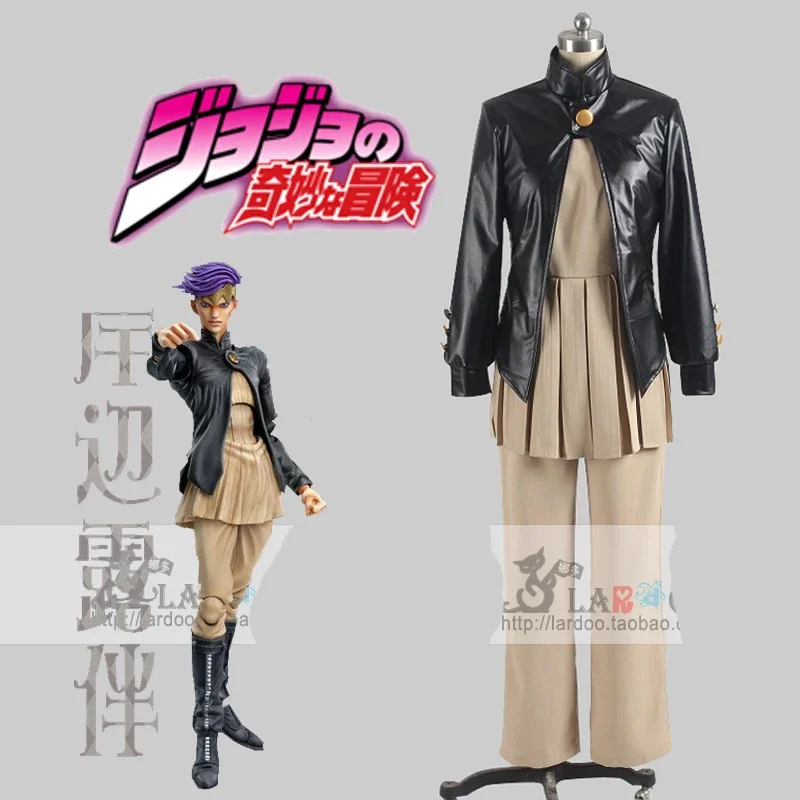 JoJo's Bizarre Adventure Rohan Kishibe Action Figures Uniform Cosplay Costume with hat Custom made 11 JS8085