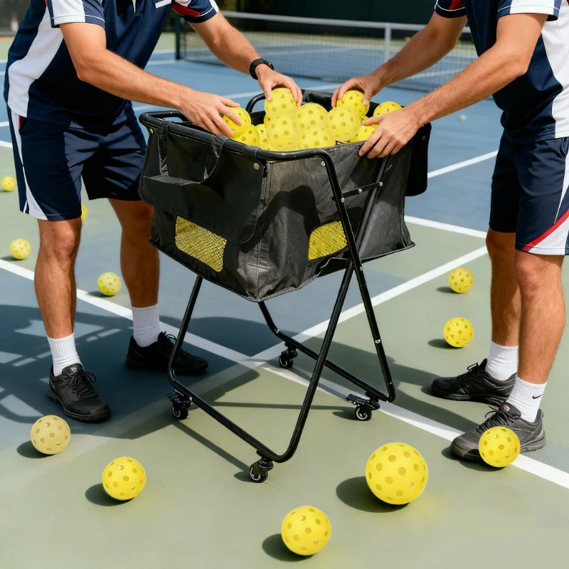 Portable Foldable Pickleball Cart with Large Capacity Tennis Ball Basket Pickleball Collector