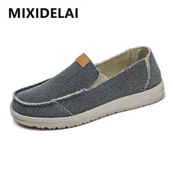 Men's Casual Canvas Shoes Men Loafers Breathable Slip on Flats Male Vulcanized Shoes Driving Shoes Sneakers Light Walking Shoes