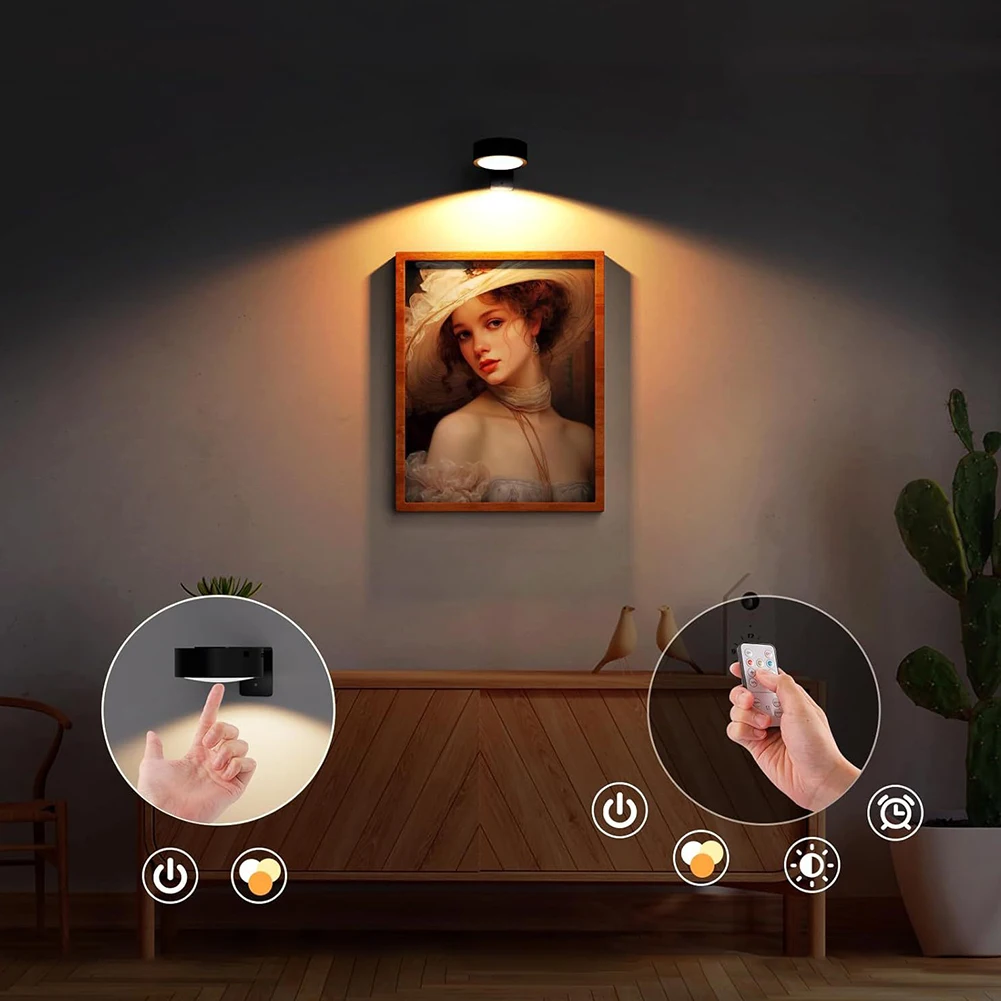 2/3 pces luzes de imagem para parede recarregável cartaz luzes regulável decoração da parede luz 3 modos de iluminação para pinturas de quadro de imagem