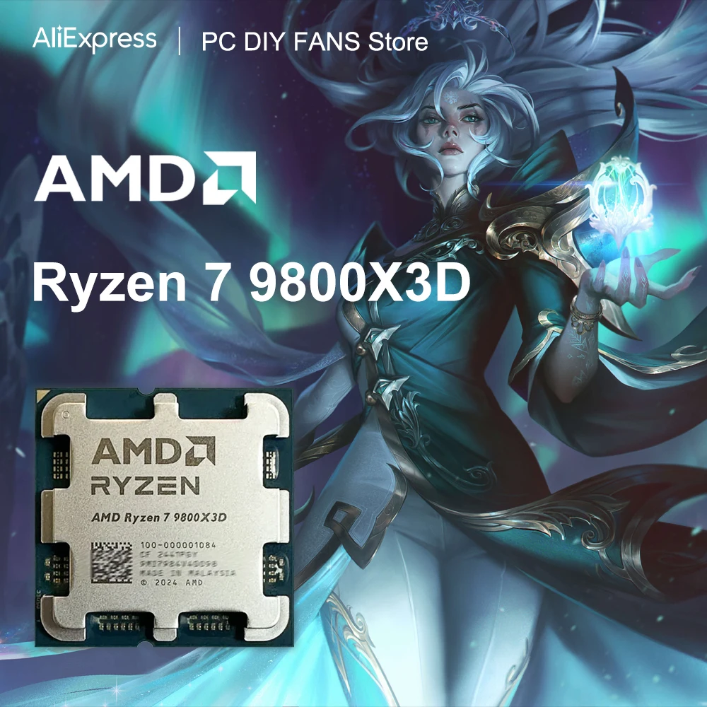 Процессор AMD Ryzen 7 9800X3D, новый игровой процессор R7 9800x3d, 5,2 ГГц, 8 ядер, 16 потоков, L3 = 96M, 4 нм, TDP, 120 Вт, разъем AM5 без кулера