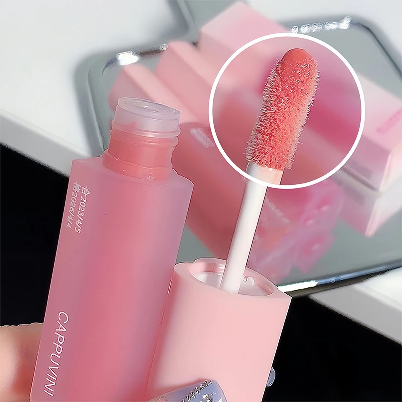 1Pc Cappuvini Liebe Herz Lip Glasur Spiegel Wasser Licht Glas Lip Gloss Feuchtigkeitsspendende Nette Flüssigkeit Lippenstift Lip Make-Up Kosmetik