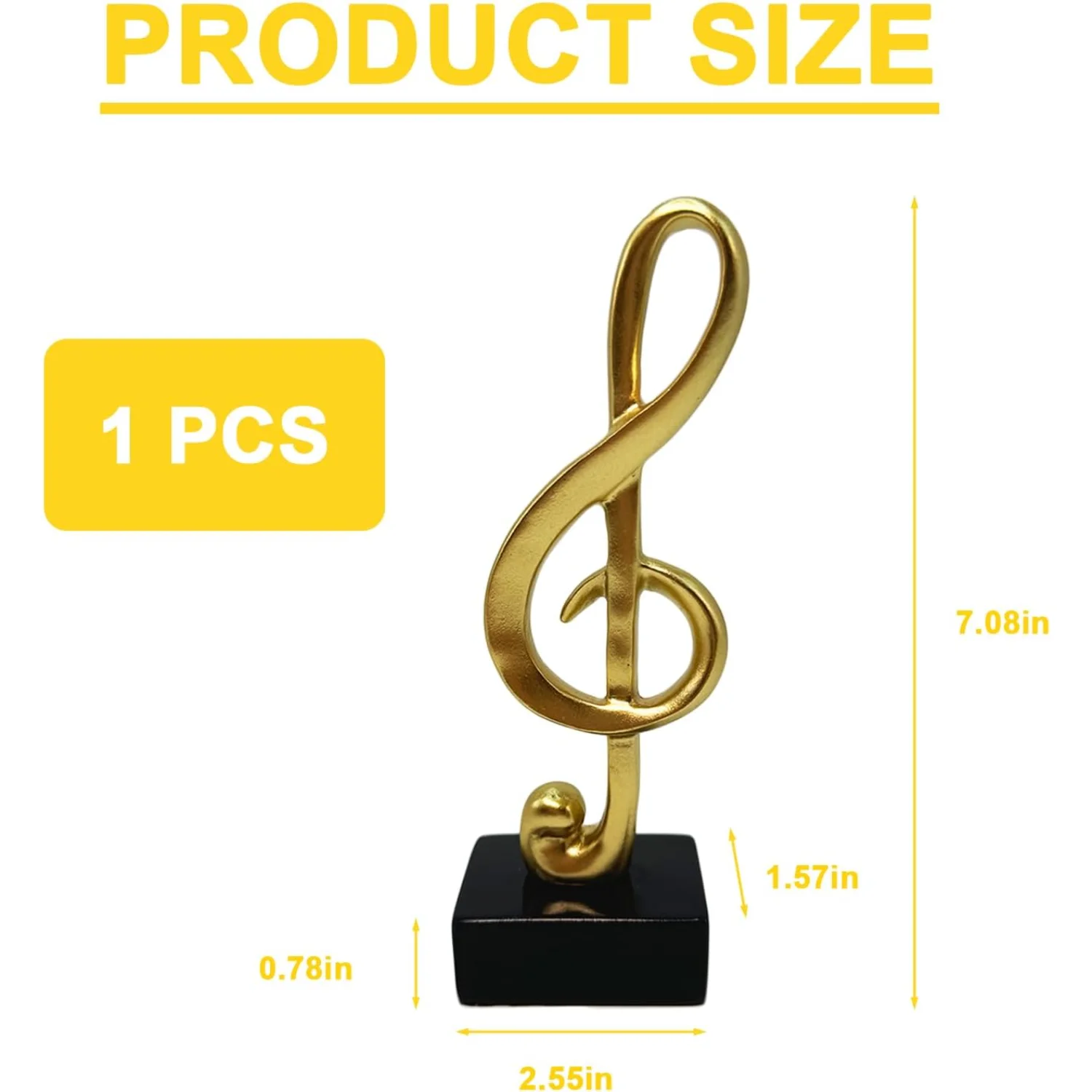 뮤지컬 노트 동상, 골드 음악 노트 장식품, 음악 노트 조각, 선반, 피아노, 책장용 현대 액센트 장식