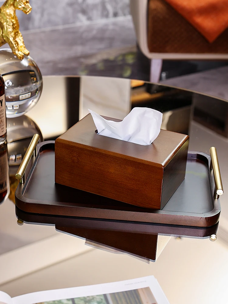 Luxus Tissue Box Set gehobene Wohnzimmer Esstisch Couch tisch Tablett dekorative Ornamente Holz Aufbewahrung sbox.