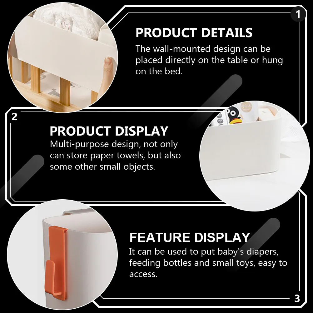 1Pcs Bedside Storage Box Multi-Purpose Supply Holder Wall-Mounted Feeding Bottle Box Diaper Storage for Nursery Tissue
